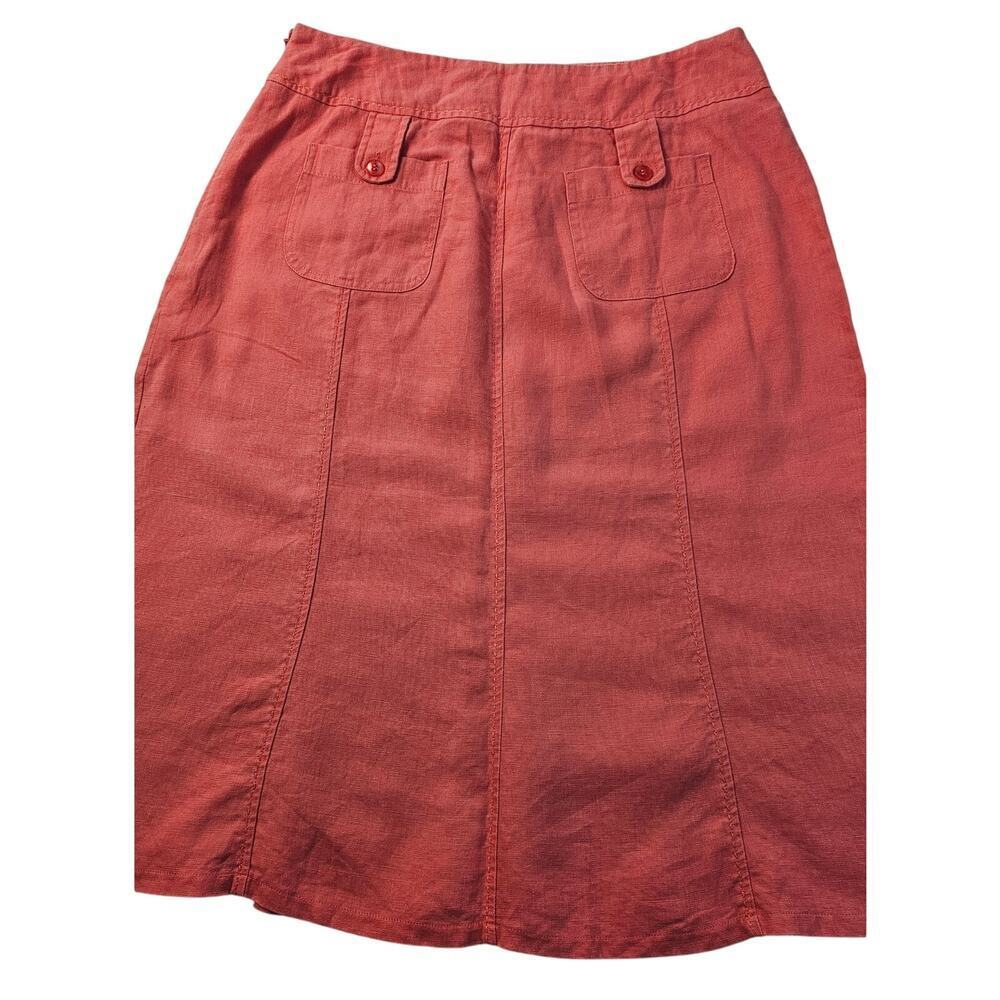 Vintage chicos small midi linen skirt pink summer comfort career teacher casual